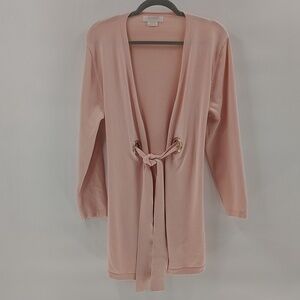 Coco Bleu Pink Long Sleeve Tie Knit Cardigan Size Medium